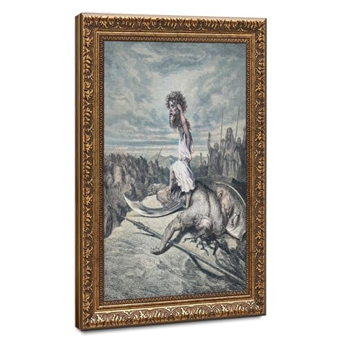 Impression sur toile Gustave Doré David Slays Goliath - Cadre suspendu décoration salon