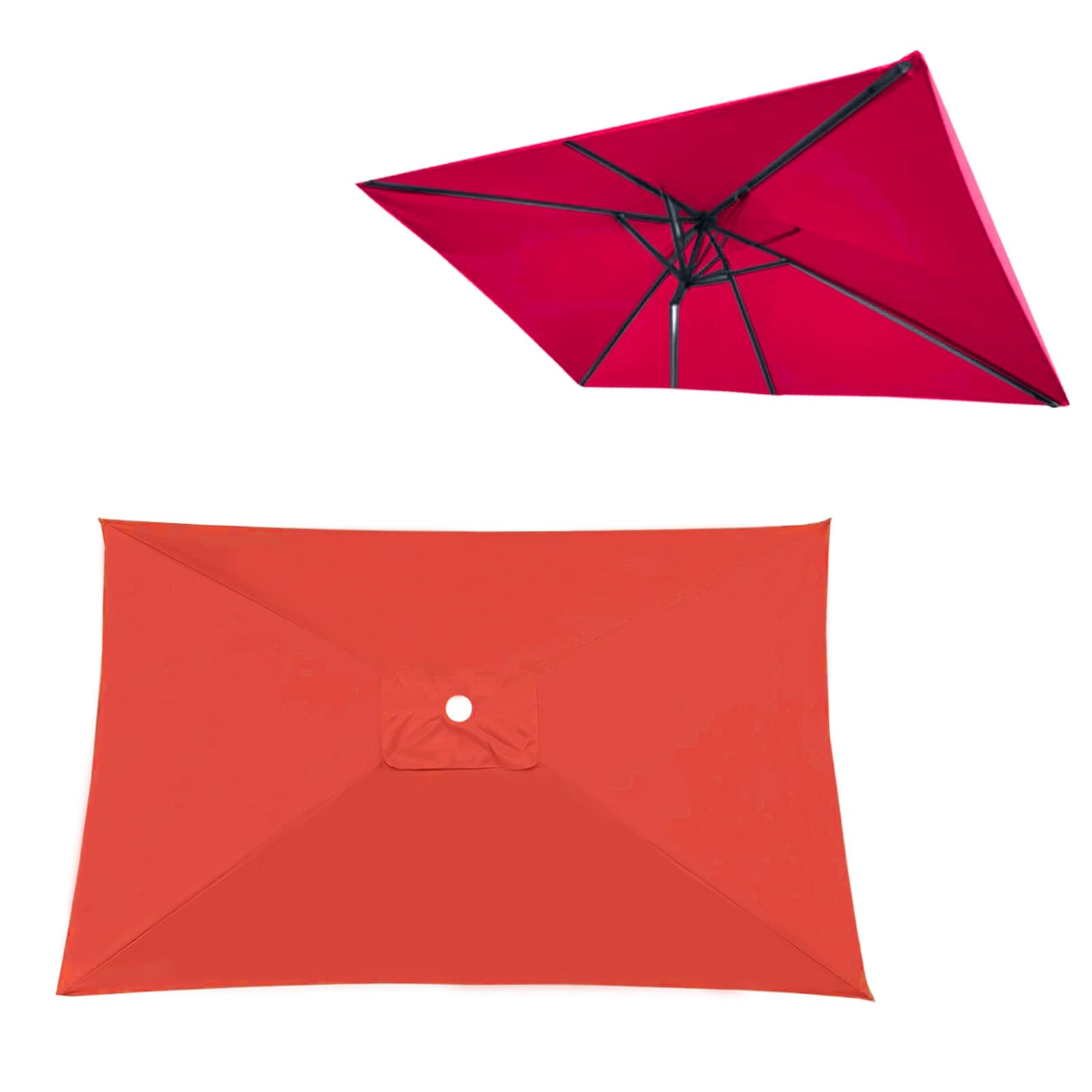 Outdoor Umbrella Canopy Replacement 4 6 8 Ribs Square/Rectangle, Patio Parasol Fabric Cover Replacement Top UVProtection Waterproof, Umbrella Cover Standby For Garden Deck Backyard Pool(Red,2X3m)