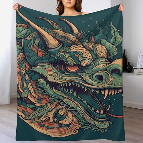 Couverture dragon en micro-polaire douce 152x20cm pour lit et canapé
