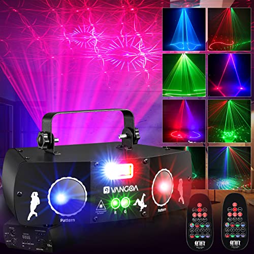 Dj Laser Party Lights, Vangoa 6 In 1 Led Rgb Flash Strobe Animation Pattens Lazer Party Light Effect Sound Activated With Dmx512 Control For Parties, Stage, Bar, Club, Disco, Live Show, Dancing #TOP18