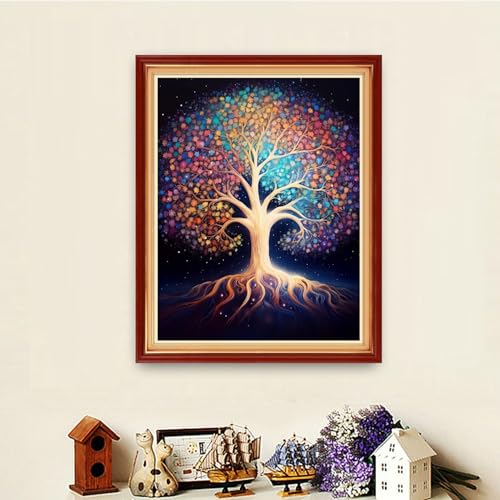 Image of Dooxvey Cross Stitch Kits for Adults Stamped Full Range of Embroidery Starter Kits for Beginners 11CT Printed Cross Stitch Patterns Needlepoint Kits Stamped Crossstitching-Dream Tree 16x20 inch