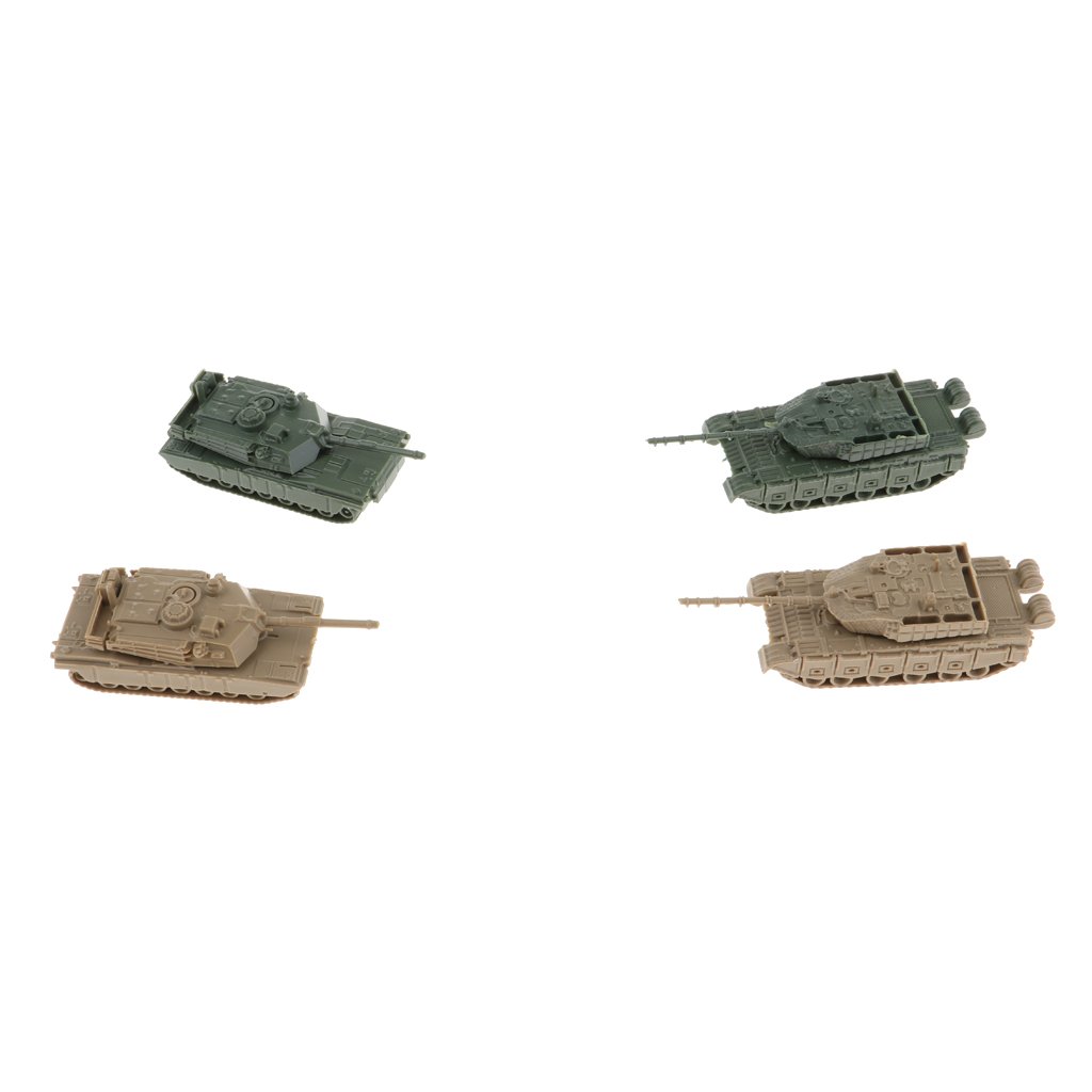 16 Piezas Modelo de Tanque Moderno Tanque Miniatura Tanque Militar Vehículo Militar de Plástico Pintado con Torreta 360 Grados Y Deslizamiento
