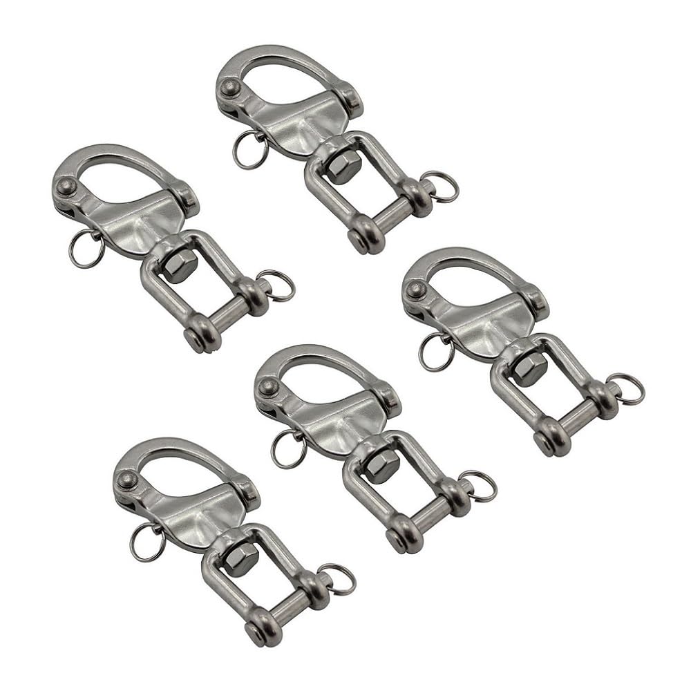 Mousqueton à dégagement rapide en inox 316 de 87mm avec émerillon rotatif anti torsion lot de 5