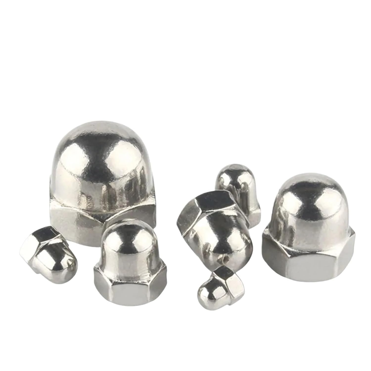 2/5/10/20/50pcs M3 M4 M5 M6 M8 M10 M12 M14 M16 304 Stainless Steel Hex Cap Nuts for Decorative Cover Semicircle Dome Acorn Nut(M5 x 50Pieces)