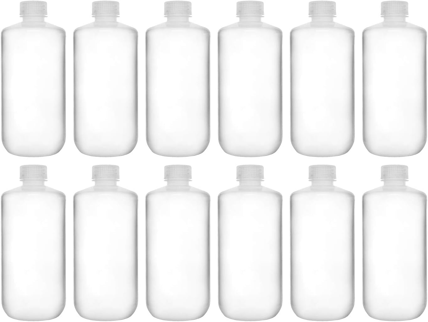 EISCO 12PK Reagent Bottles, 500ml - Narrow Mouth with Screw Cap - Polypropylene - Translucent Labs