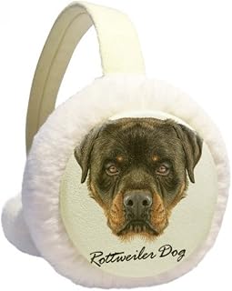 Black Feroz Rottweiler Dog Pet Animal Winter Ear Warmer Cable Knit Furry Fleece Earmuff Outdoor