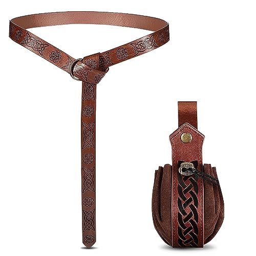 Traje de Nigromante de Halloween 2 Pcs,Medieval Cinturón+Bolsa