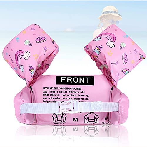 Kids Swim Vest,Toddler Swim Vest,Learn Swiming Training -Swim Vest,Cute Cartoon Swimming Wings Pool Floats Sleeve Toddlers Water Sports Learning Swim Training Equipment.(Pink) #TOP2