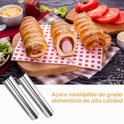 Miniatura 3 de Exin Dehcen 20 Piezas Moldes Reposteria Tubos, 12cm Cannoli Molde Tubos, Molde Croissant, Moldes Repostería Acero Inoxidable Cilíndrica Forma Molde De Rollo De Espuma Para Croissant Croissants