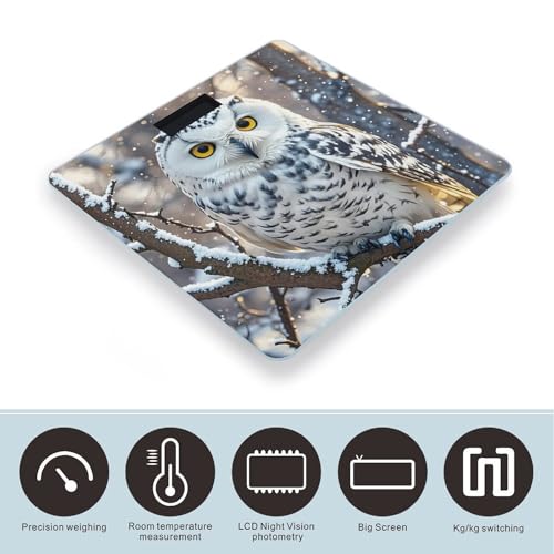 Báscula digital blanca Winter White Owl para baño y peso corporal miniatura 3