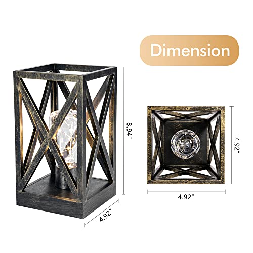 WINGBO 2 Pack Retro Battery Powered Table Lamps, Battery Operated Cordless Lamp Set, Portable Nightlight Decorative Light for Living Room Dining Room Bedroom Entryway Patio, Black & Gold Finish - Image 7