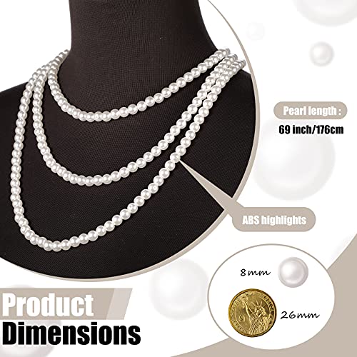 69 Inch 1920S Pearls Necklace Long Faux Pearls Layered Strand Necklace For Women Girls (White) #TOP1