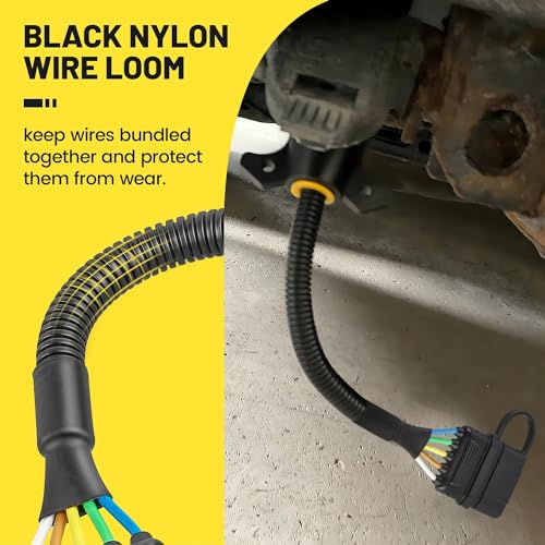 Oyviny 7 Pin to 5 Pin Trailer Adapter 7 Way Round to 5 Way Flat Trailer Plug, RV Blade 7 Way to 5 Pin Flat Trailer Light Wiring Connector 11.6 Inch Plug and Play 16 Gauge Copper Cable with Dust Cover by Oyviny - Used condition - Image 8