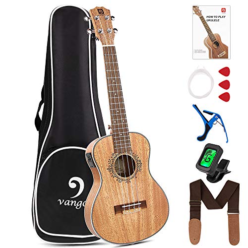 Vangoa Elektroakoestische ukelele Tenor 26 inch mahonie massief hout ukelele met 2 banden EQ, draagtas, beginnerskits