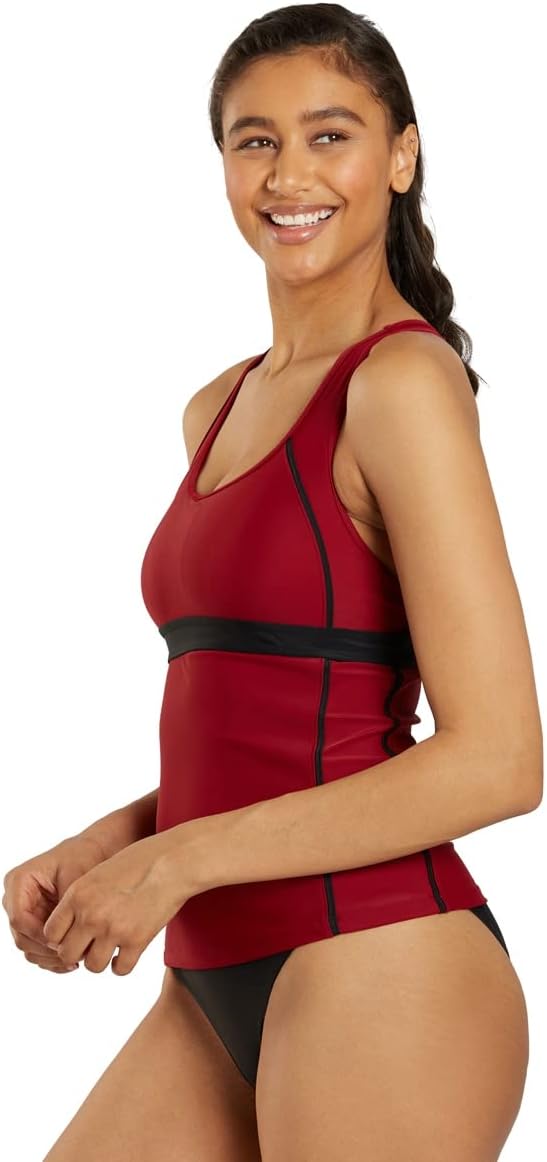 Sporti Women Racerback Tankini Tops - Bathing Suit Tops for Women - Athletic Tank Top Swimsuits with Removable Soft Cups