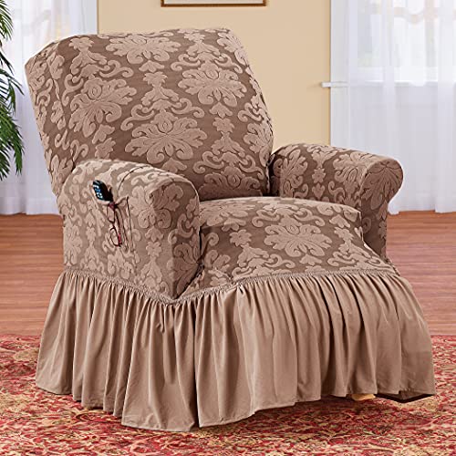 Collections Etc Elegant Ruffled Protective Stretch Furniture Slipcover | 1-Piece | For Couch, Sofa, Chair | Furniture Protector | Elastic Bottom | Non Slip | Soft Recliner Cover #TOP1