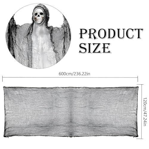 AUXHCYL Decoration Halloween Exterieur, Tissu Noir 120 x 600 cm pour Jardin – vue 6
