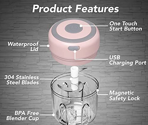 Kitcheon Electric Garlic Chopper-Mini Food Chopper (250 Ml)-Kitchen Mini Garlic Chopper,Mincer,Crusher,Grinder,Slicer-Hand Kitchen Dicers For Ginger,Onion,Chili,Spices,Veggies #TOP2