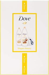 Dove Elegant Beauty, 3-Piece Gifting Set, Purely Pampering and Silk Glow, Nourishing Body Wash With White Shower Puff, 630g