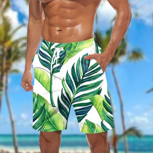 Men's Hawaiian Shorts Beach Casual Board Short Sweatpant Lace up Elastic Waist Plus Size Loose Comfy Crop Pants2