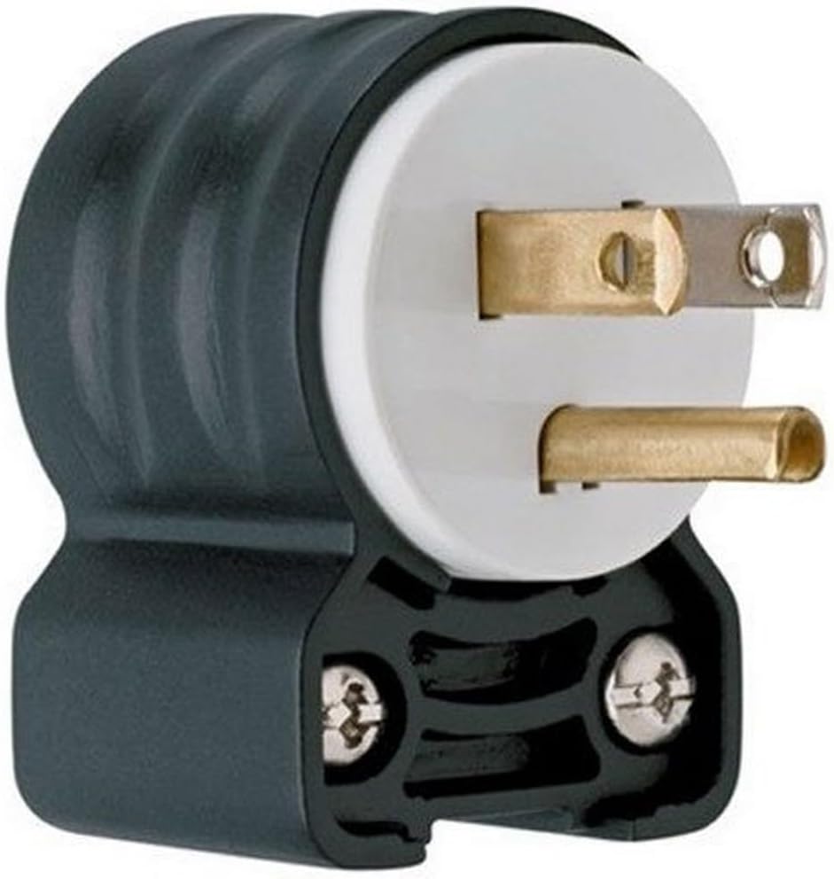 Legrand Pass & Seymour PS5266SSANCCV4 15 Amp 125V Straight Blade Extra Hard Use Specification Grade Angle Plug, NEAM 5-15P, Black/White (1 Count)