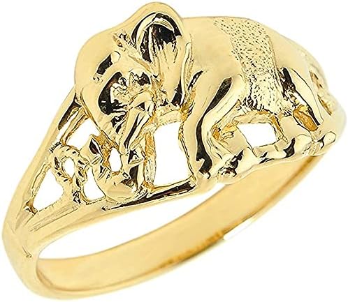Animal Kingdom 10k Yellow Gold Indian Elephant Open Band Ring - Size 7
