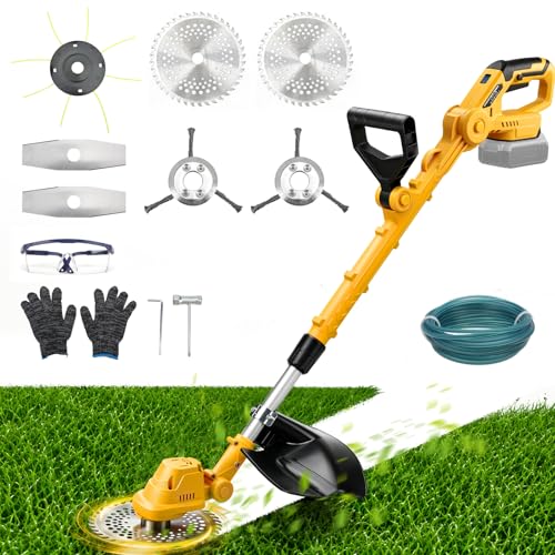 Image of Grass Trimmers Compatible with DEWALT 20V (Battery NOT Included)– Brushless Cordless Strimmer For Lawn Edging, Thick Weeds & Light Brush