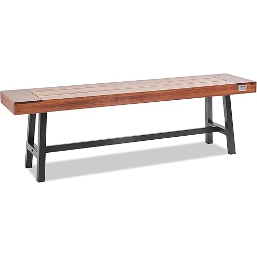 VEVOR Wood Outdoor Bench, 3-Person Garden Bench, 500 lbs Load Capacity,Weatherproof Never Rot Patio Bench for Garden, Park, Yard, Front Porch-63