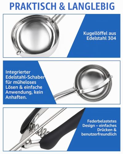 Foto von Huglux Eisportionierer Edelstahl,Eislöffel Portionierer mit Auslöser-23x5cm