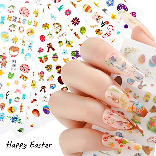 FLOFIA 8 Blatt Nagelsticker Ostern Selbstklebend Nagelaufkleber Ostern Nail Art Tipp Sticker Decals DIY Dekoration für… – Bild 4