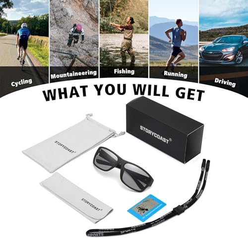STORYCOAST Óculos de sol esportivos polarizados para homens e mulheres, armação inquebrável, ciclism