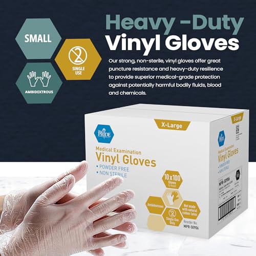 Image of MED PRIDE Vinyl Exam Medical Gloves,Latex & Powder-Free,X-Large,1000-Count