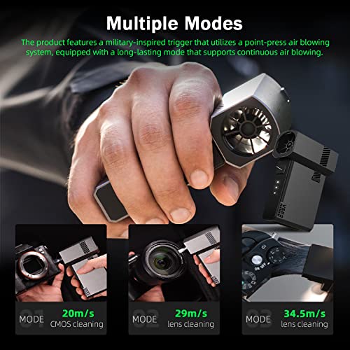 Vsgo Electronic Air Blower, For Camera And Lenses, Keyboards, And Other Electronic Devices Cleaning, 100,000 Rpm High-Speed Motor, 120Km/H Wind Speed, 4.2Kpa Dust Removal Power And Led Lighting #TOP5