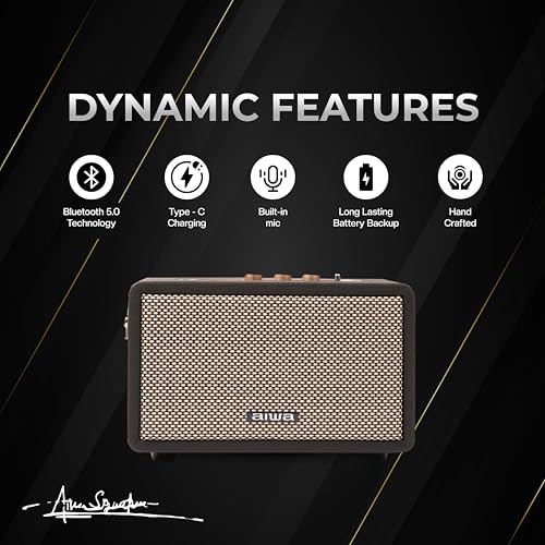 Image of Aiwa Bluetooth Speaker with Powerfull Bass, Built-in Microphone, Portable Speaker with 9+ Hours Play Time, 40W Speaker, Type-C Charging | RS-X 100 Natsukasii Pro (Black)