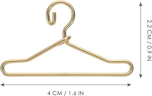 Miniatura 4 de Healifty 50 piezas de mini perchas doradas para casa de muñecas, ropa de vestido de muñeca, soporte de metal para uso en casa de muñecas, 1.57