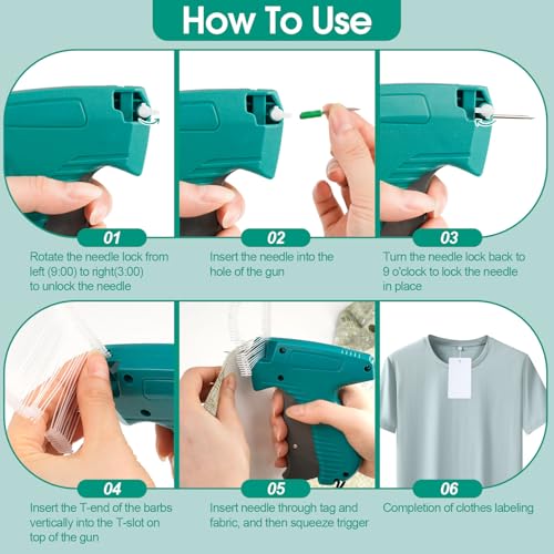 Price Tag Gun for Clothes, Retail Clothing Attacher Tagging Gun, Green | No Stitch Gun, 1008 Pcs Fasteners, Eva Bag for Easy Storage, Ergonomic Design, Not Easily Stuck, Garment Retailers Yard Sale