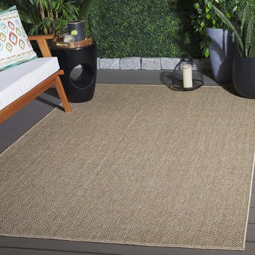 SAFAVIEH Washable Rug Outdoor Sisal Performance Collection - 4' x 6', Natural, Non-Shedding & Easy to Clean, Ideal for Patio, Backyard, Mudroom (SPF106C)
