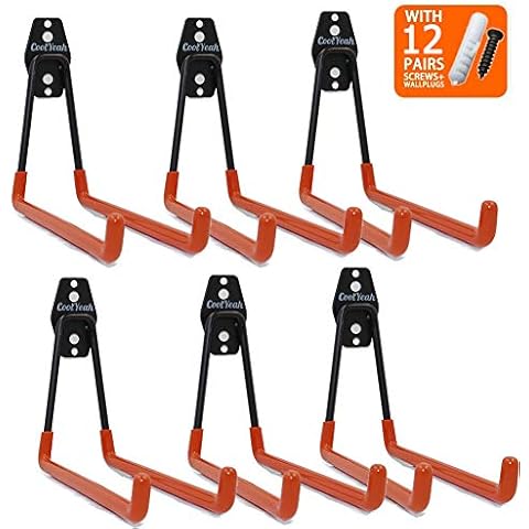 CoolYeah Steel Garage Storage Utility Double Hooks, Heavy Duty for Organizing Ladder Hooks, Long U Hooks (Pack of 6, 6.3 × 7.3 × 6.1 inches) Cover