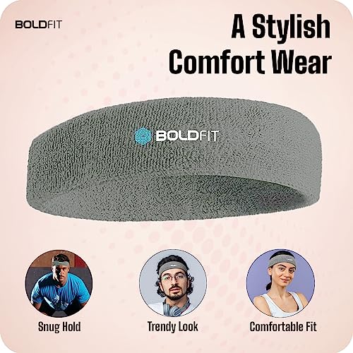 Boldfit Gym Headband for Men and Women - Sports Headband for Workout & Running, Breathable, Non-Slip Sweat Head Bands for Long Hair (Grey) 5 515eDOXnhDL