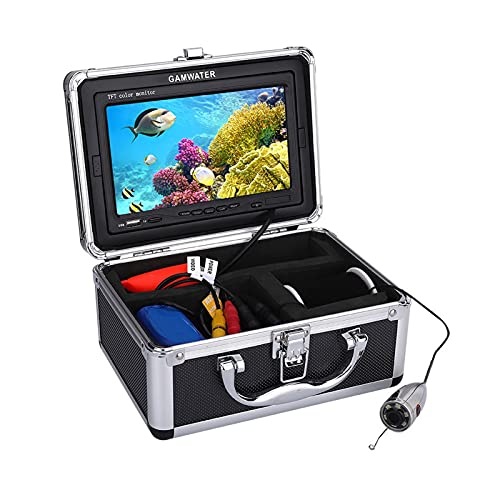 Cámara de pesca submarina 7 '' Color 100 0TVL Buscador de peces Videocámara de pesca bajo el agua HD DVR Cable impermeable de la grabadora de 15m 20m 30m 50m Para pesca en lago, barco y hielo(IR LED 1