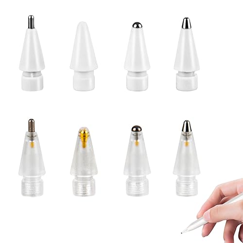 Puntas para Apple Pencil, 8 Pack Apple Pencil de 1ª/2ª generación, Puntas de lápiz de 0.78 mm, Accesorios de Protección, Puntas de Silicona,Blanco