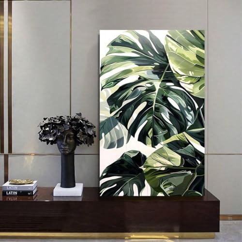 Plantes vertes déco murale abstraite en toile pour harmoniser votre cuisine