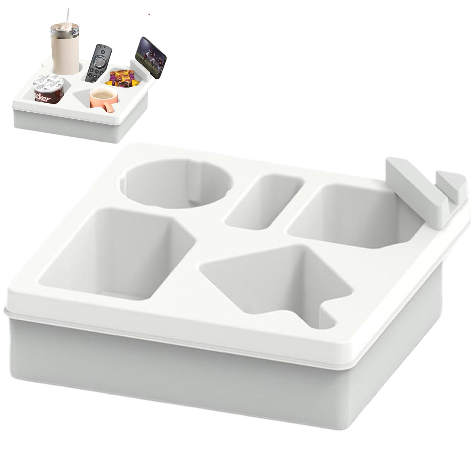 Plateau de tasse de canapé en silicone blanc design et étanche pour intérieur moderne