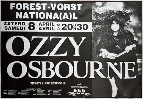 Poster Ozzy Osbourne 1989 affiche concert Belgique grand format pour fan de rock