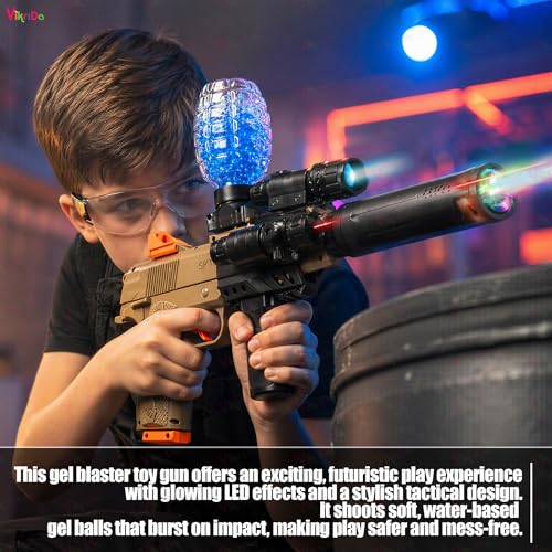 Image of VikriDa Automatic & Manual (Dual Mode) M1911 Electric Automatic Ball Blaster Toy Gun with Smoke Spray and LED Sensor Light Suppressor | Toy Gun with Rapid Fire Mode with Accessories for Adults