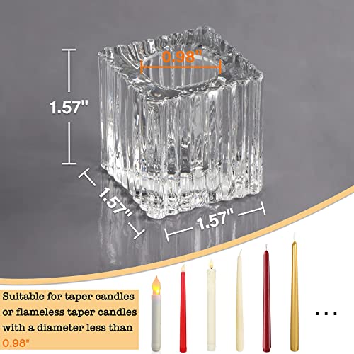 Taper Small Glass Candlestick Holders,12Pcs Clear Glass Candle Holders Bulk For Table Centerpiece,Wedding,Valentines Day, Party, Windowsill, Festival #TOP5
