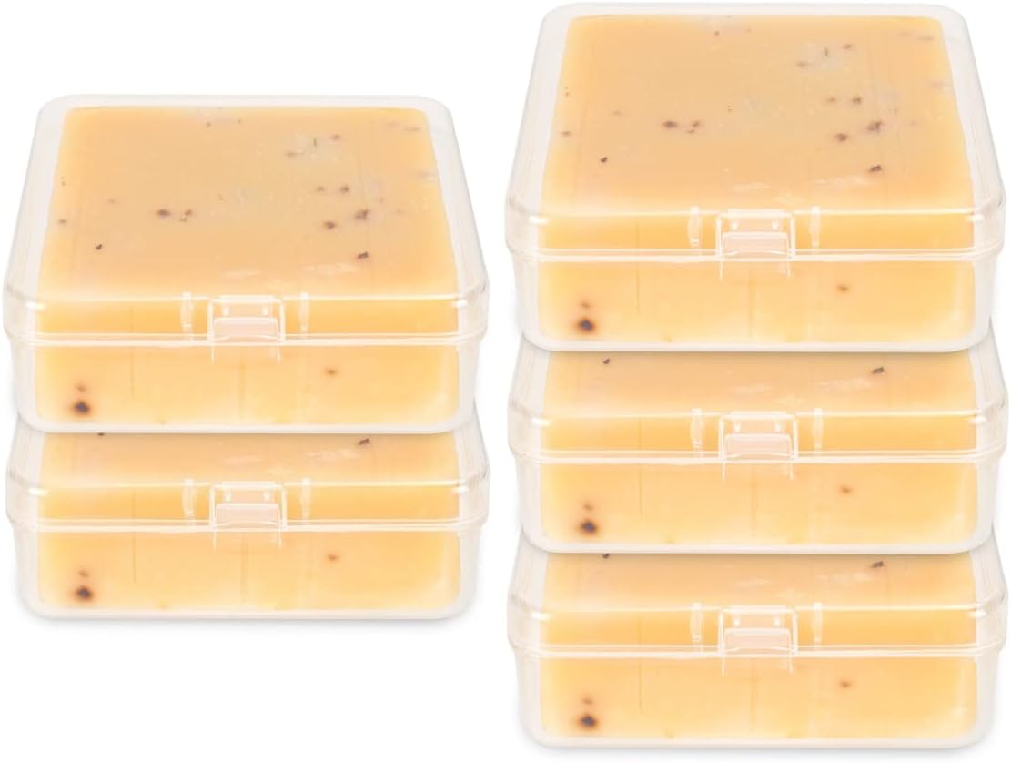 Travel Soap Container Square, Soap Box Holder Portable Storage Rack for Camping Shower Gym Outdoor Hiking Bathroom Square Soap Dish Elimeta (5Pack, Clear)