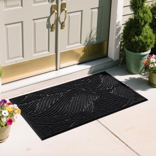 Yimobra Large Doormat Outdoor Entrance 47x24, Non-Slip Indoor Mat, Black