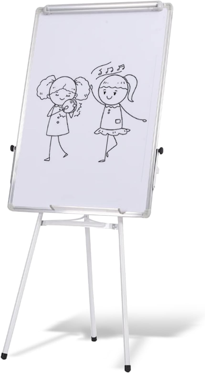 DAYONG Magnetic Easel-Style Whiteboard, Height Adjustable Stand Tripod Whiteboard, Dry Erase Board for Office Presentation, Teaching Display, Children's Graffiti (28" x 40", White)