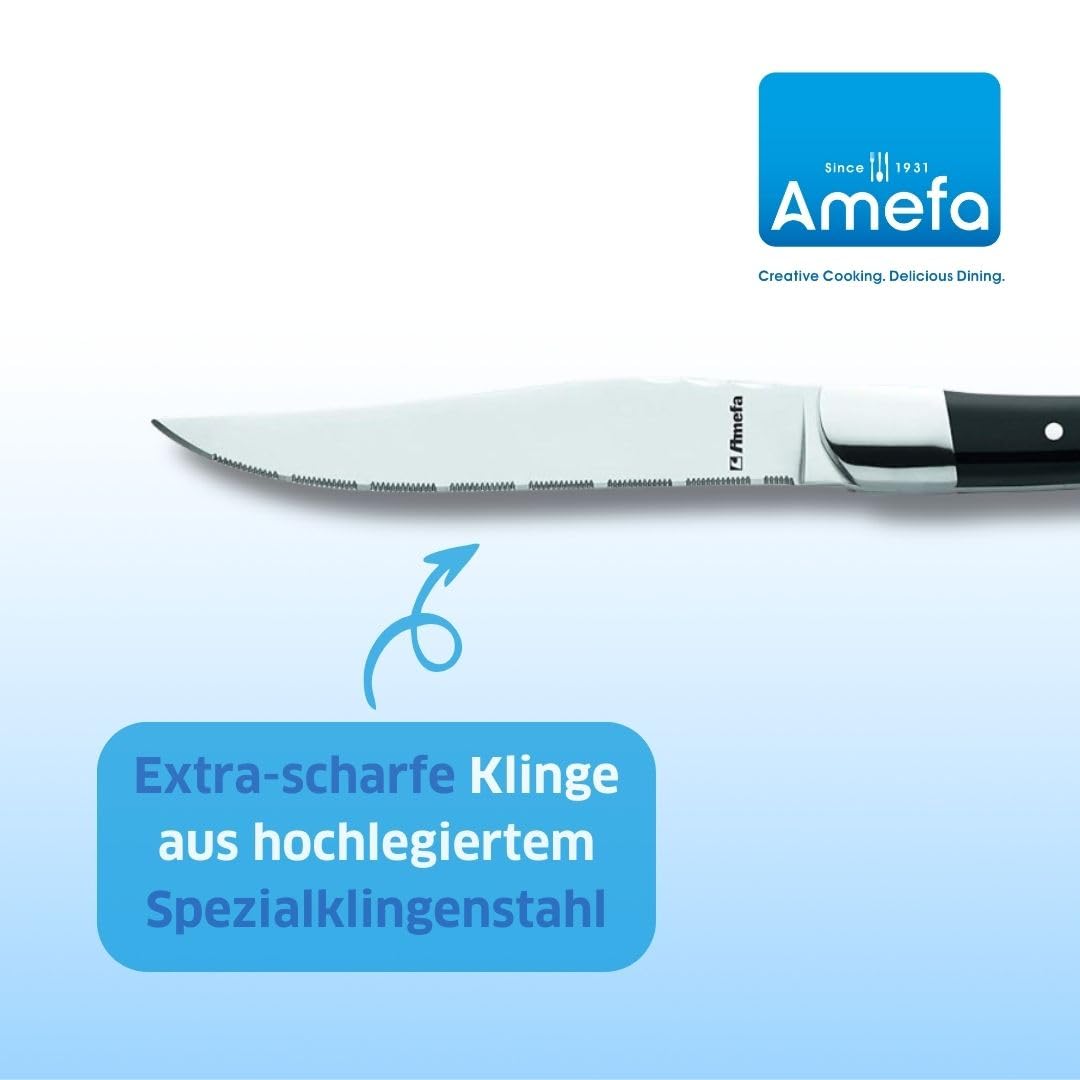Amefa Royal - Set di coltelli da bistecca, colore: Nero